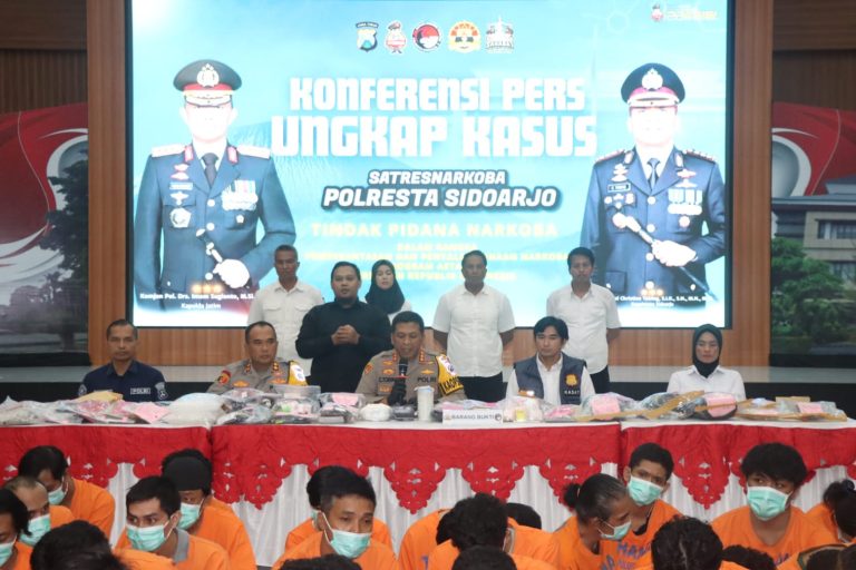 Polresta Sidoarjo Berhasil Ungkap 110 Kasus Narkoba Amankan 134 Tersangka