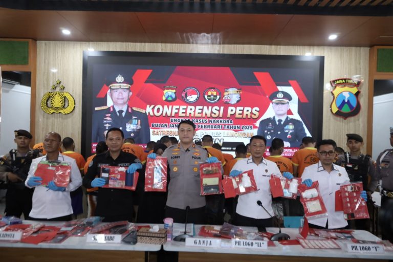 Polres Lamongan Berhasil Ungkap 29 Kasus Narkoba, 39 Tersangka Diamankan