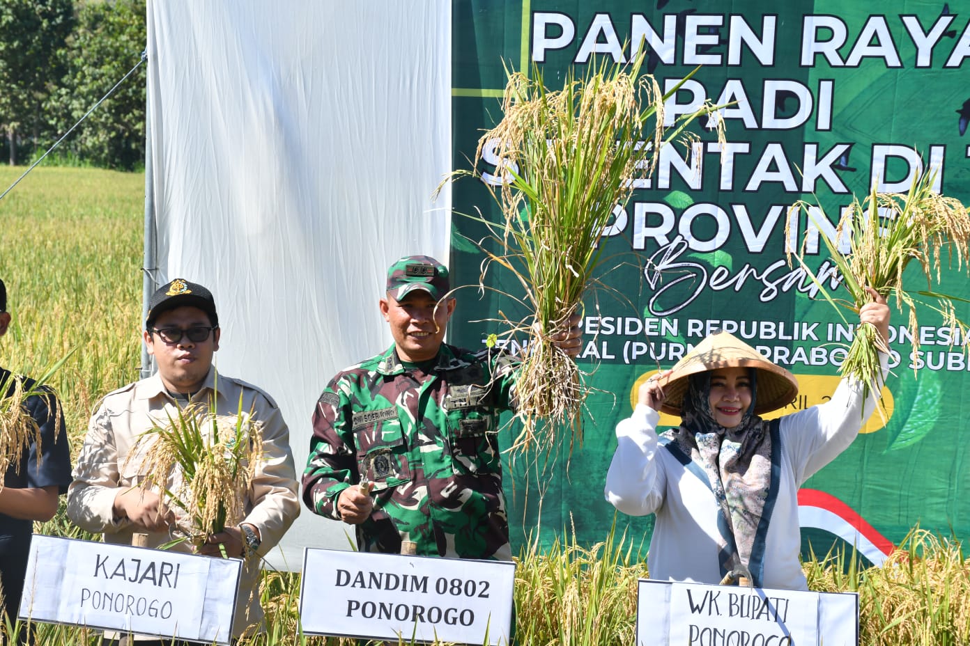Melalui Virtual, Dandim Ponorogo Ikuti Panen Raya Padi Serentak di 14 Provinsi Bersama Presiden RI
