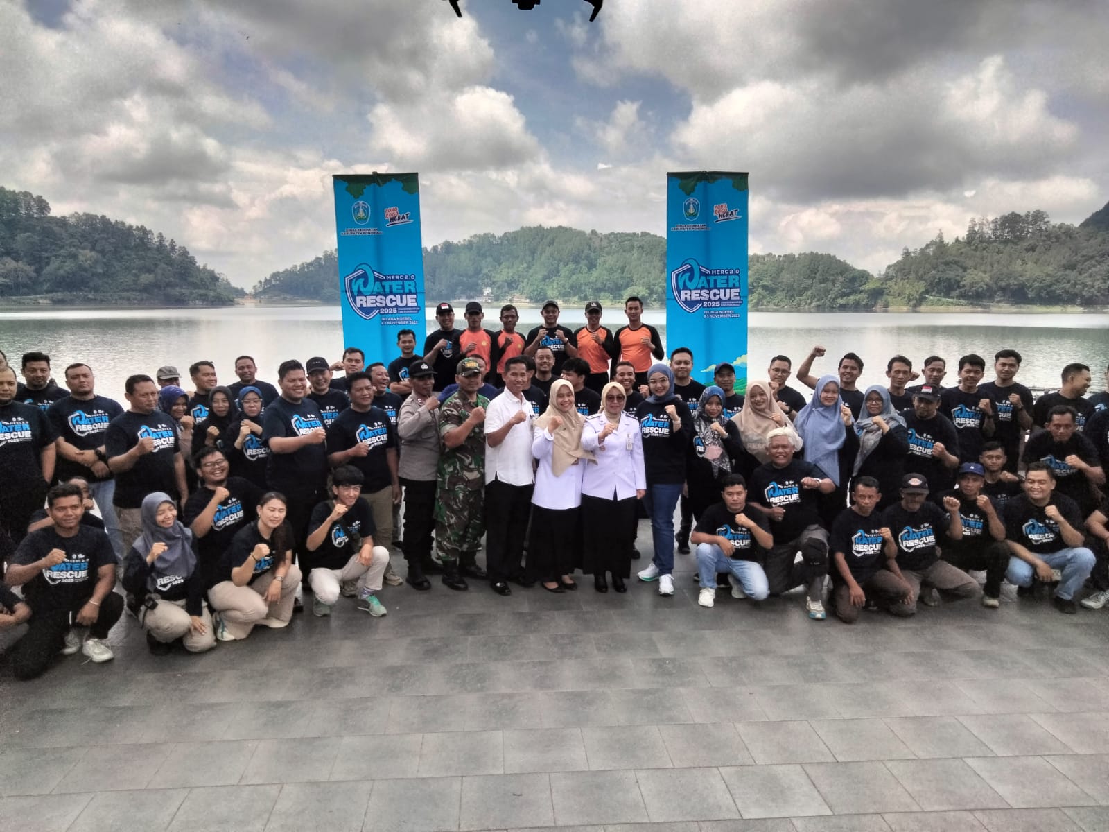 Waka polsek Ngebel Ikuti Apel Gladi Kegawatdaruratan Water Rescue di Telaga Ngebel