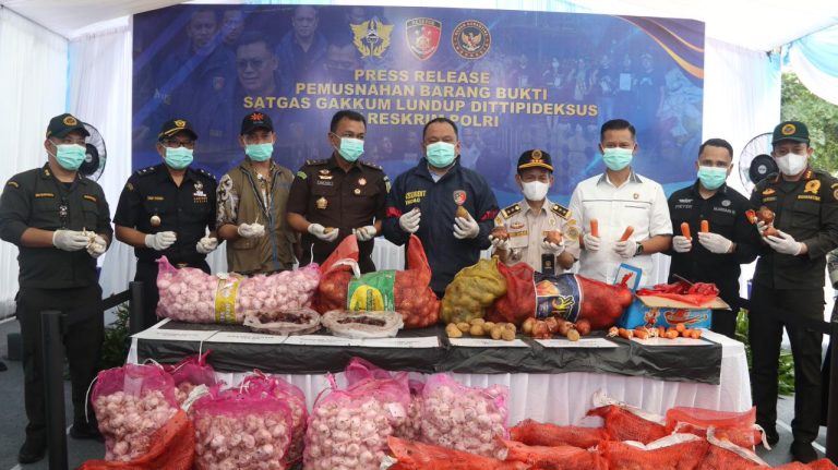 Bareskrim Polri Musnahkan Ribuan Kilogram Bawang Impor Ilegal dari Jalur Tikus Perbatasan Malaysia