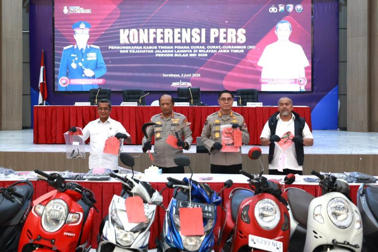 Polda Jatim Ungkap 320 Kasus 3C dan Kejahatan Jalanan Selama Mei 2026