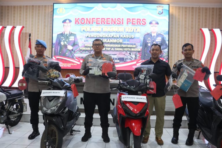 Polres Madiun Kota Ungkap 3 Kasus Curanmor 4 Orang Residivis Diamankan