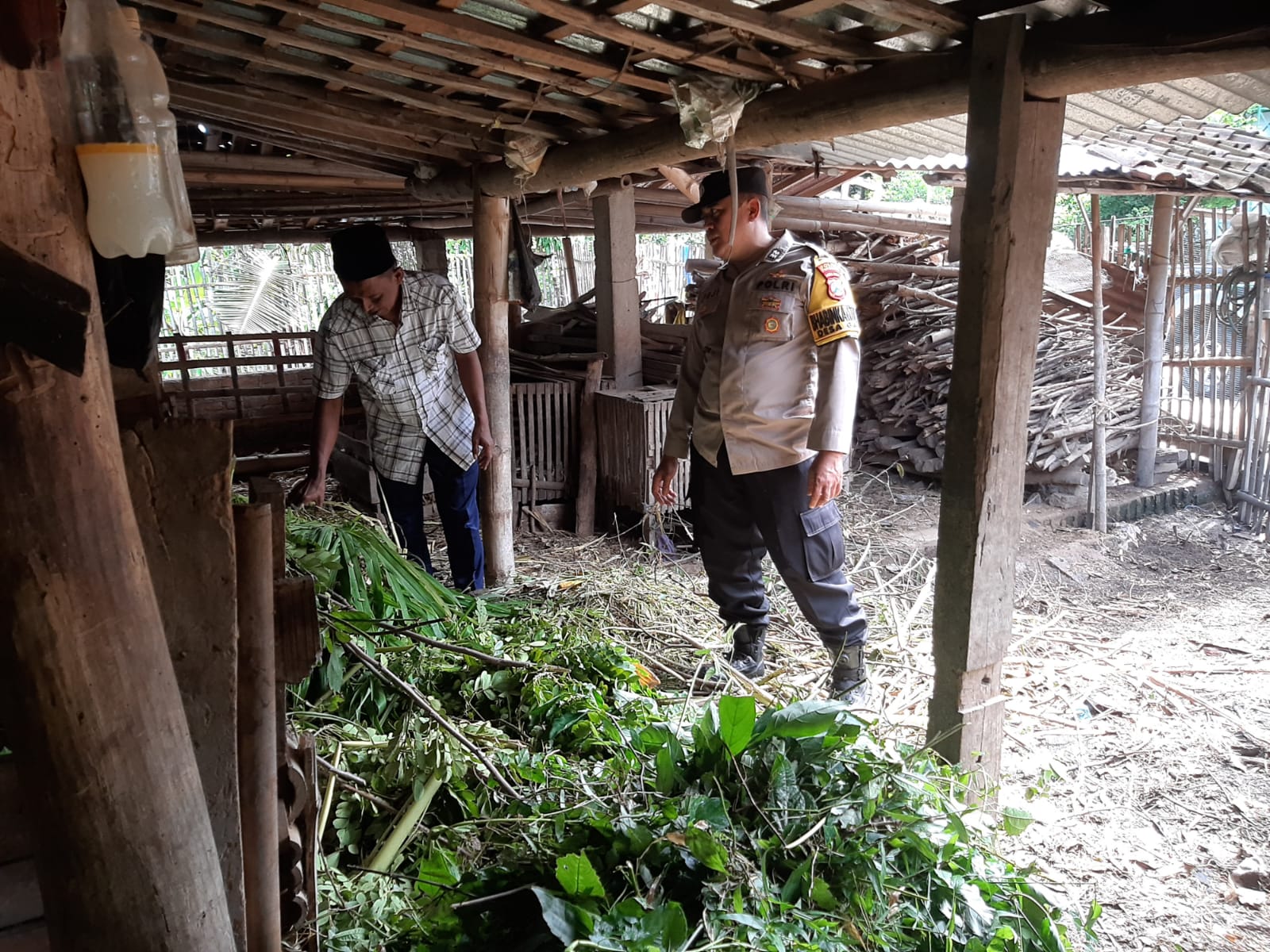Polsek Slahung Patroli Sambang Di Peternakan Kambing Dalam Rangka Dukung Program Ketahanan Pangan
