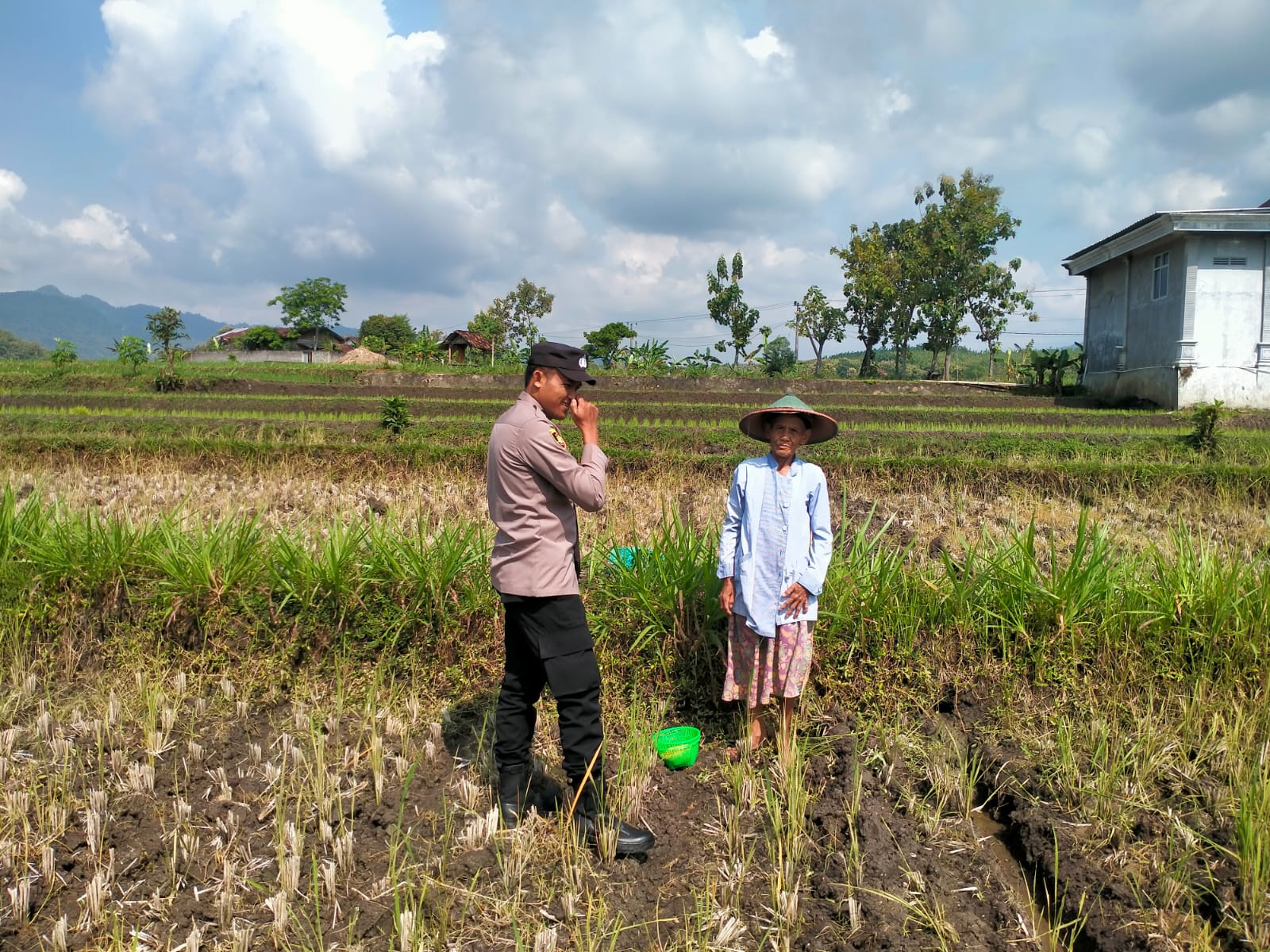 Bhabinkamtibmas Desa Nglurup Polsek Sampung Monitoring Tanaman Jagung Warga dalam Mendukung Swasembada Pangan