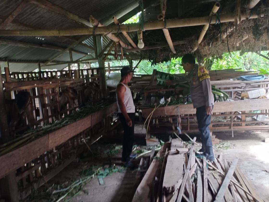 Bhabinkamtibmas Desa Wates Cek Kandang Kambing Warga Dukung Ketahanan Pangan dan Ekonomi Peternak