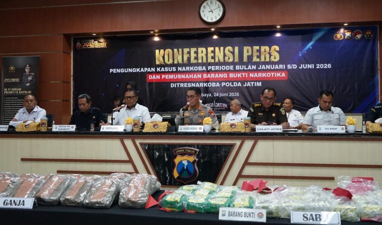 Polda Jatim Ungkap 3.157 Kasus Narkoba Semester I Tahun 2026, Selamatkan 2,79 Juta Jiwa dari Bahaya Narkotika