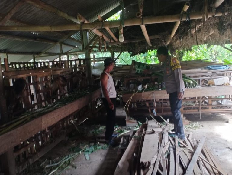 Bhabinkamtibmas Desa Wates Dampingi Peternak Kambing Dukung Ketahanan Pangan