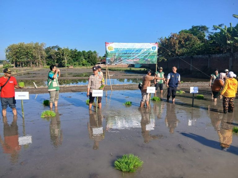 Bhabinkamtibmas Desa Jenangan Turut Gerakan Percepatan Tanam, Polri Siap Kawal Swasembada Pangan Kabupaten Ponorogo