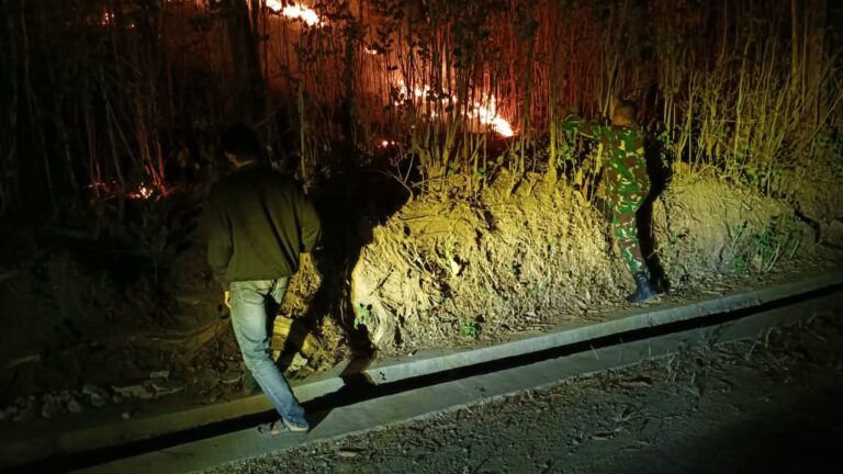 Cekatan, Babinsa Kodim Ponorogo Gerak Cepat Ikut Atasi Kebakaran Hutan