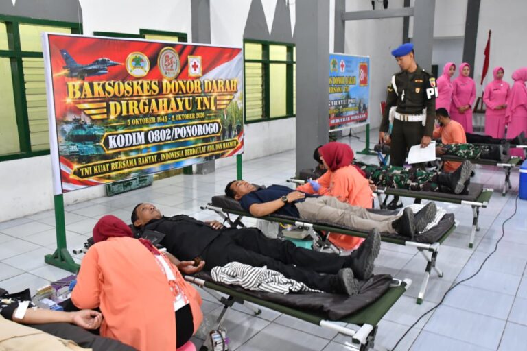 Peringati HUT TNI ke 81, Kodim Ponorogo Gelar Bakkes Donor Darah