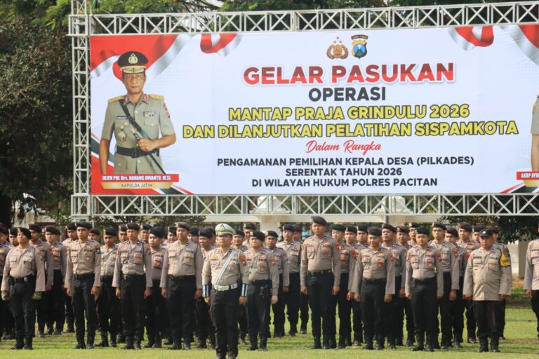 Polres Pacitan Gelar Pasukan Operasi Mantap Praja Grindulu 2026, Antisipasi Konflik Pilkades Serentak