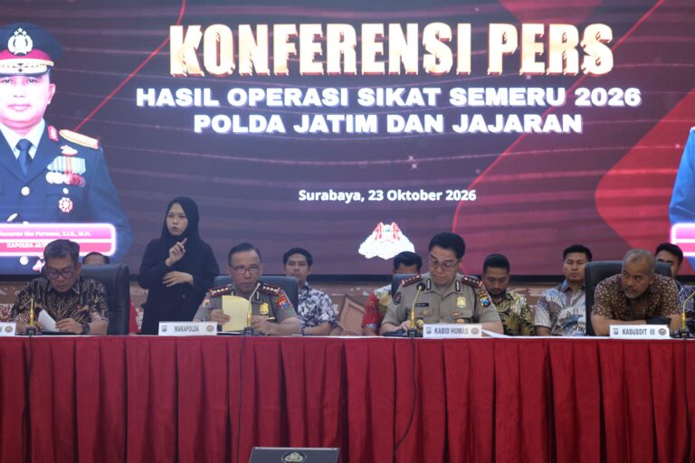 Operasi Sikat Semeru 2026: Polda Jatim Amankan 1.212 Tersangka dari 1.345 Kasus Kriminal
