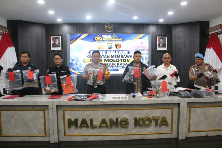 Polresta Malang Kota Gagalkan Rencana Kerusuhan Pasca – Aksi Damai, 12 Tersangka dan 4 Bom Molotov Diamankan